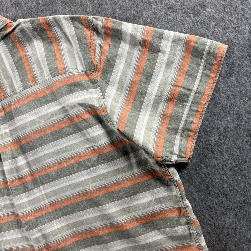Columbia Sportswear Men's XL Gray Orange Hemp Blend Striped shirt - Picture 10 of 11